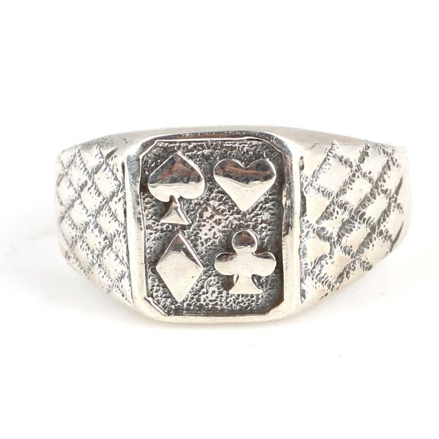 925 Sterling Silver Poker Symbol Ring - Game-Inspired Design