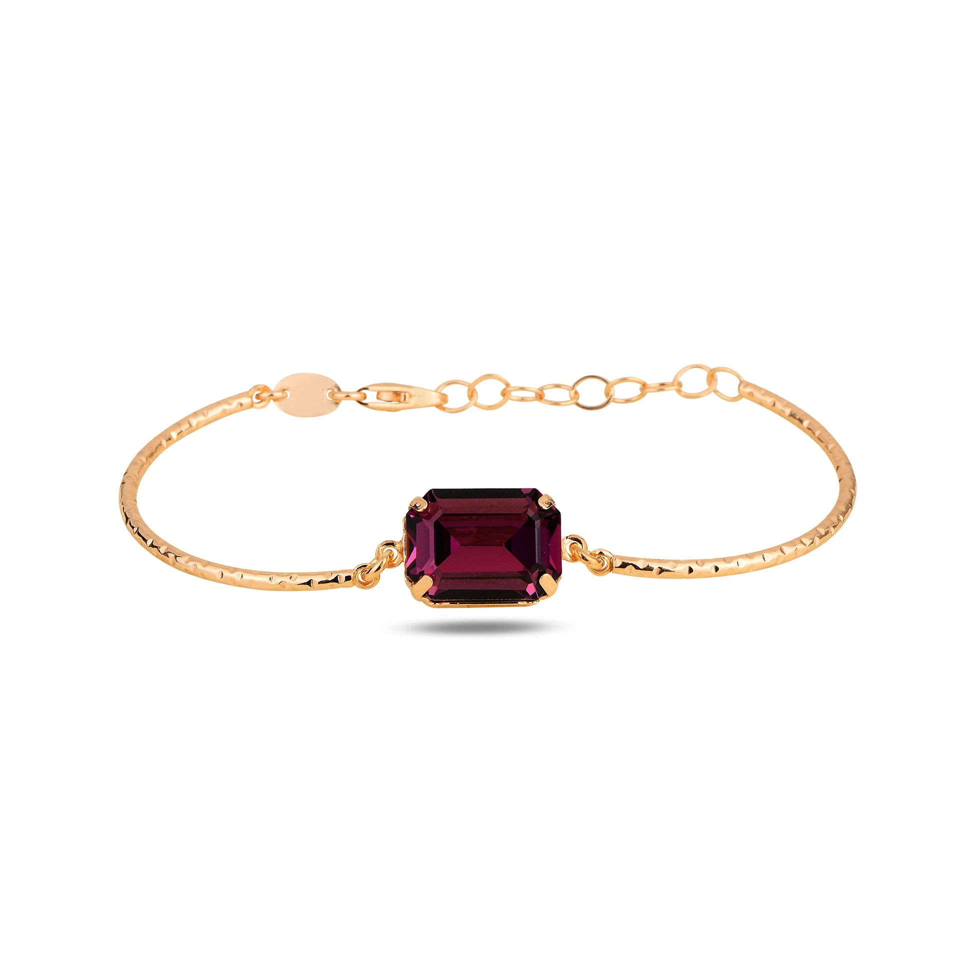 Emerald-Cut Crystal Statement Bracelet - Modern Oval Clasp Design