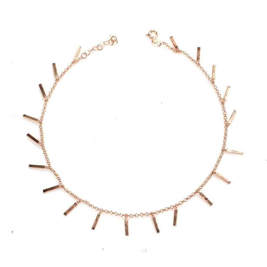Premium 925 Sterling Silver Fringed Bar Anklet