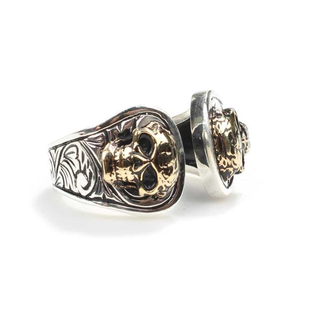 925 Sterling Silver Men's Skull Ring - Adjustable & Engraved