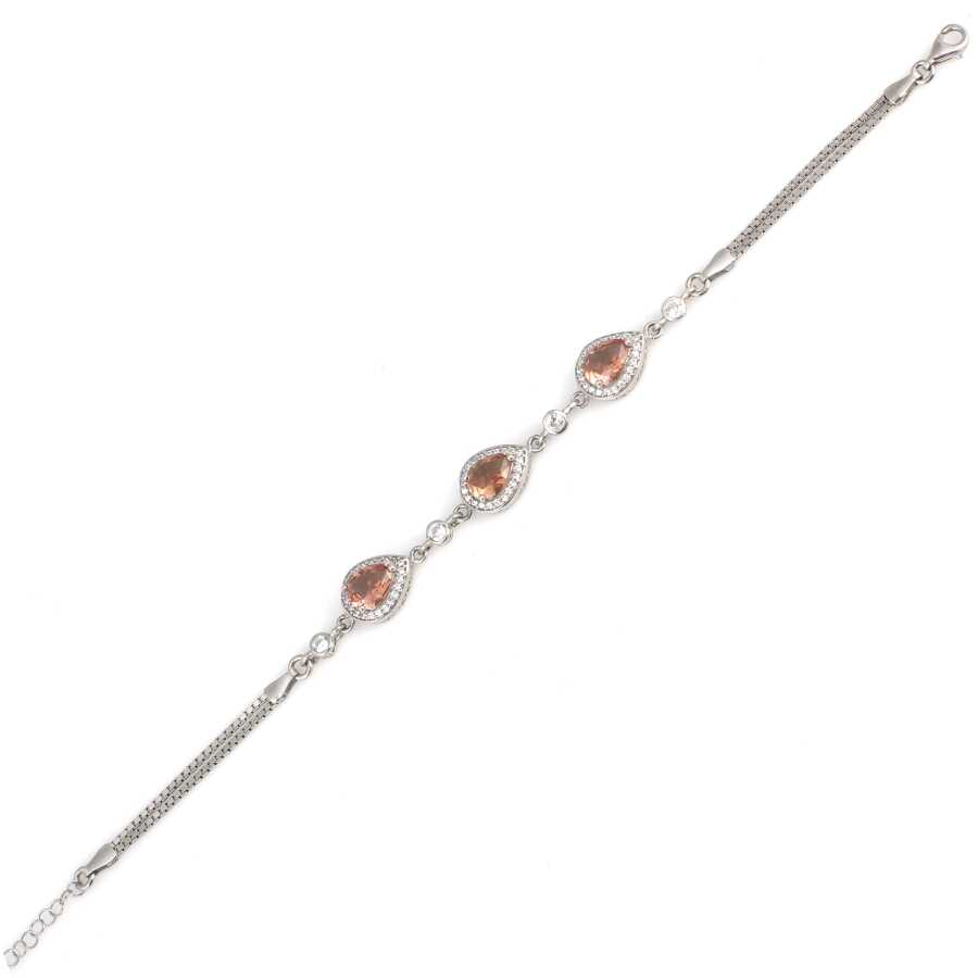 925 Sterling Silver Triple Teardrop Zultanite & Zircon Bracelet