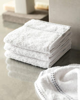 Premium 100% Cotton Hand Towel Set - 4 Pack - White & Gray