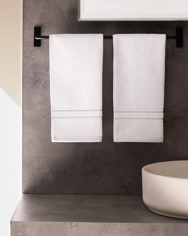100% Cotton Hand Towel Set - 2 Pack, Soft & Absorbent Bathroom Towels