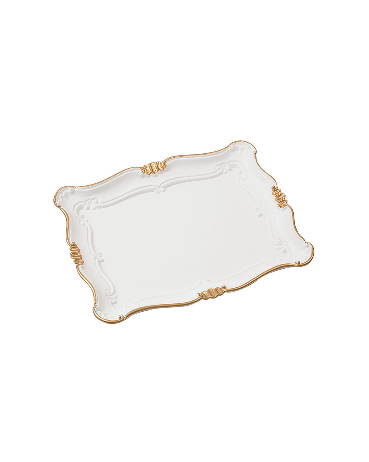 Polyresin Serving Tray - Elegant Gold Leaf Design