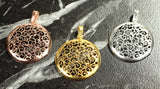 Elegant 925 Sterling Silver Filigree Openwork Pendant Charm