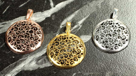 Elegant 925 Sterling Silver Filigree Openwork Pendant Charm