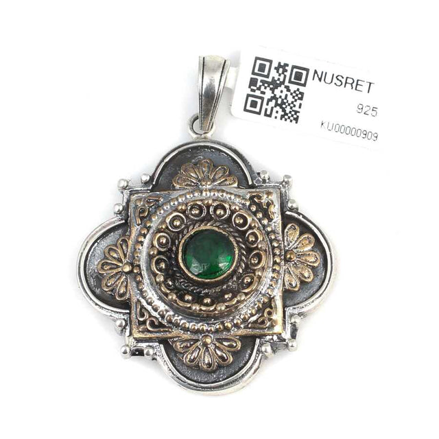 925 Sterling Silver Green Zircon Constantine Pendant - Ancient Allure