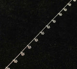 Sterling Silver Snowflake Anklet - Adorned with Black Zircon Stones