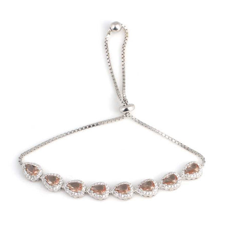 925 Sterling Silver Zultanite Teardrop Halo Adjustable Bracelet