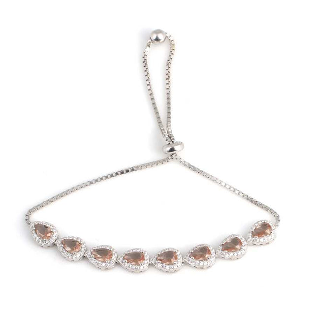 925 Sterling Silver Zultanite Teardrop Halo Adjustable Bracelet