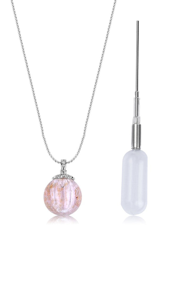 Light Pink Glass Ball Necklace - Elegant Aroma Diffuser Pendant