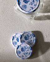 Square Glass Food Storage Jar with Blue Floral Design - 1600 ml
