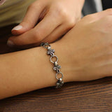 Sterling Silver Ottoman Motif Link Bracelet - Black Rhodium Plated