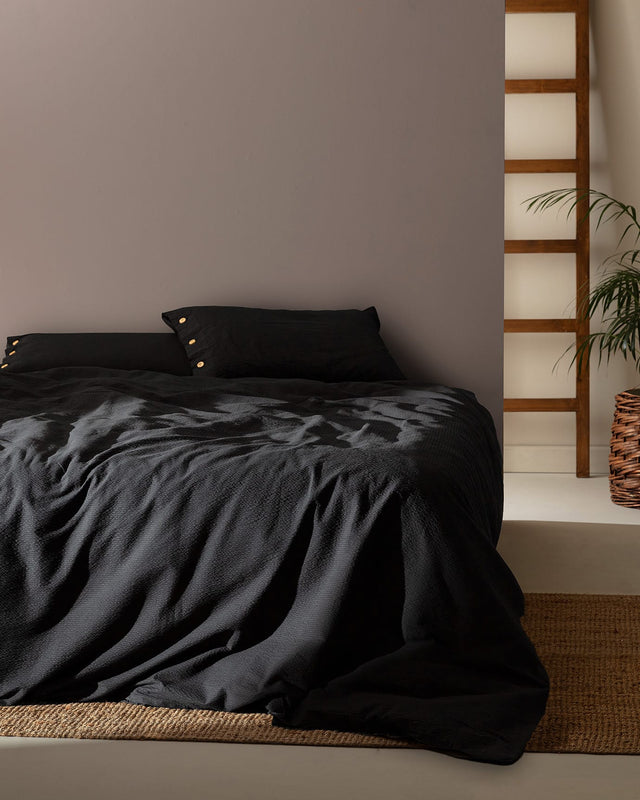 Full/Queen Washed Crinkle Duvet Cover Set - Soft Textured Bedding