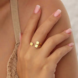 925 Sterling Silver Zircon Ring - Elegant Triple Square Setting