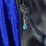 Sterling Silver Aquamarine Zircon Statement Drop Earrings