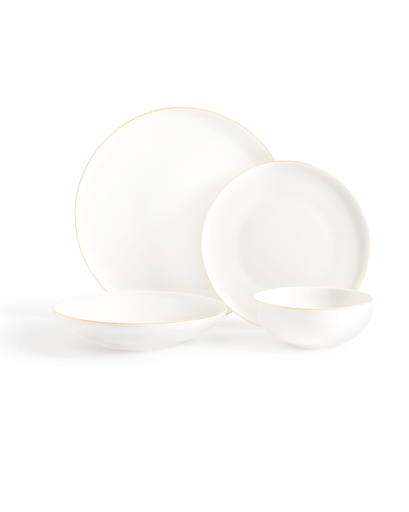 New Bone China 24-Piece Dinner Set - White & Gold Mirage