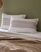 Double Size 100% Cotton Yarn Dyed Duvet Cover Set - White & Beige