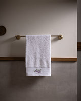 100% Cotton Fluffy Face Towel, Ultra Soft & Absorbent, White & Lilac