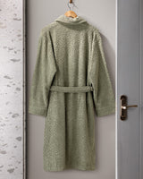 Peignoir unisexe 100 % coton jacquard à col châle, kaki