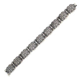 925 Sterling Silver Square Domed Filigree Statement Bracelet