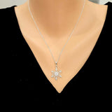 Sterling Silver Zircon Snowflake Pendant Necklace - Winter Elegance