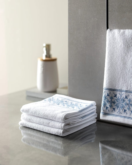 Soft 100% Cotton Hand Towel Set - 4 Pack, White & Grey
