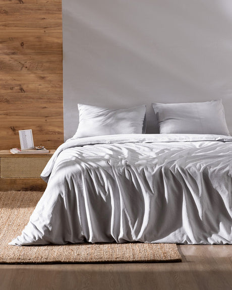100% Cotton Dobby Weave Bedding Set - Full/Queen - Light Gray