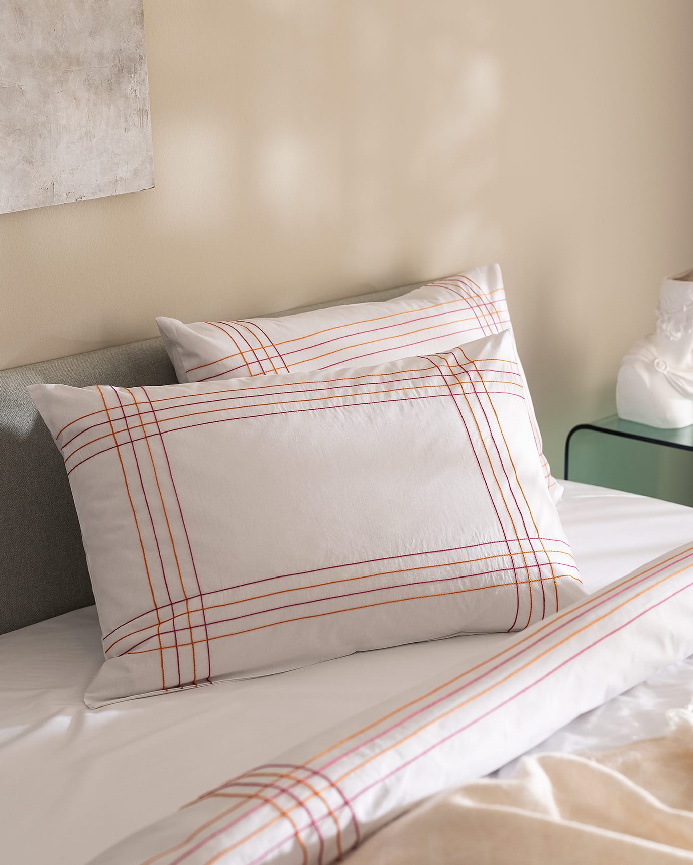 100% Cotton King Size Duvet Set - Holly White & Orange