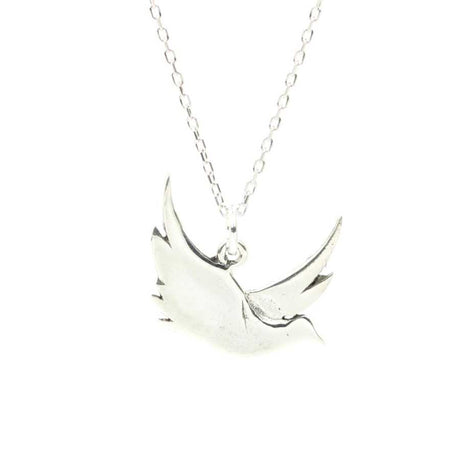 Sterling Silver Flying Bird Charm Necklace - Elegant & Dainty