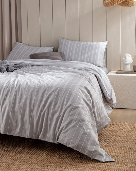 Cotton Blend Single Duvet Set - Textured Dobby Weave