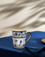 New Bone China Mug - Elegant Blue & White Design for Everyday Use