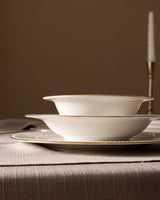 New Bone China 6-Person Dinnerware Set - Elegant White & Gold