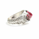 Premium 925 Sterling Silver Oval Faceted Synthetic Ruby Ring