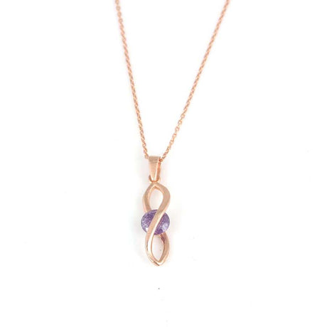 Rose Sterling Silver Frosted Amethyst Infinity Pendant Necklace