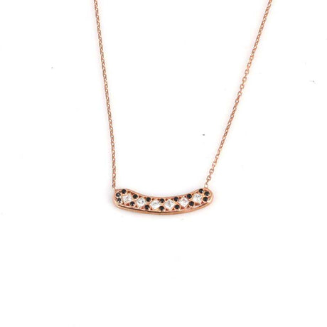 925 Sterling Silver Aurora Pendant Necklace with White & Black Zircon