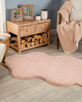 Soft Faux Rabbit Fur Rug - Plush Shaggy Area Mat - Powder Pink