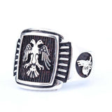 925 Sterling Silver Men's Ring - Seljuk Eagle & Ottoman Tughra