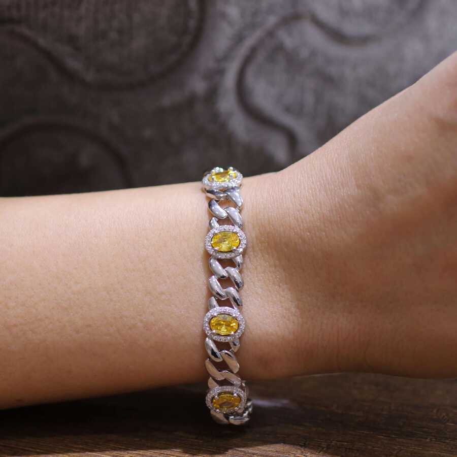 Premium 925 Sterling Silver Eight Stone Citrine Bracelet