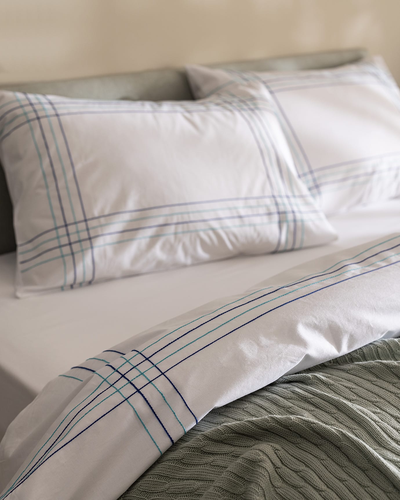 100% Cotton Double Duvet Cover Set - Holly White/Turquoise