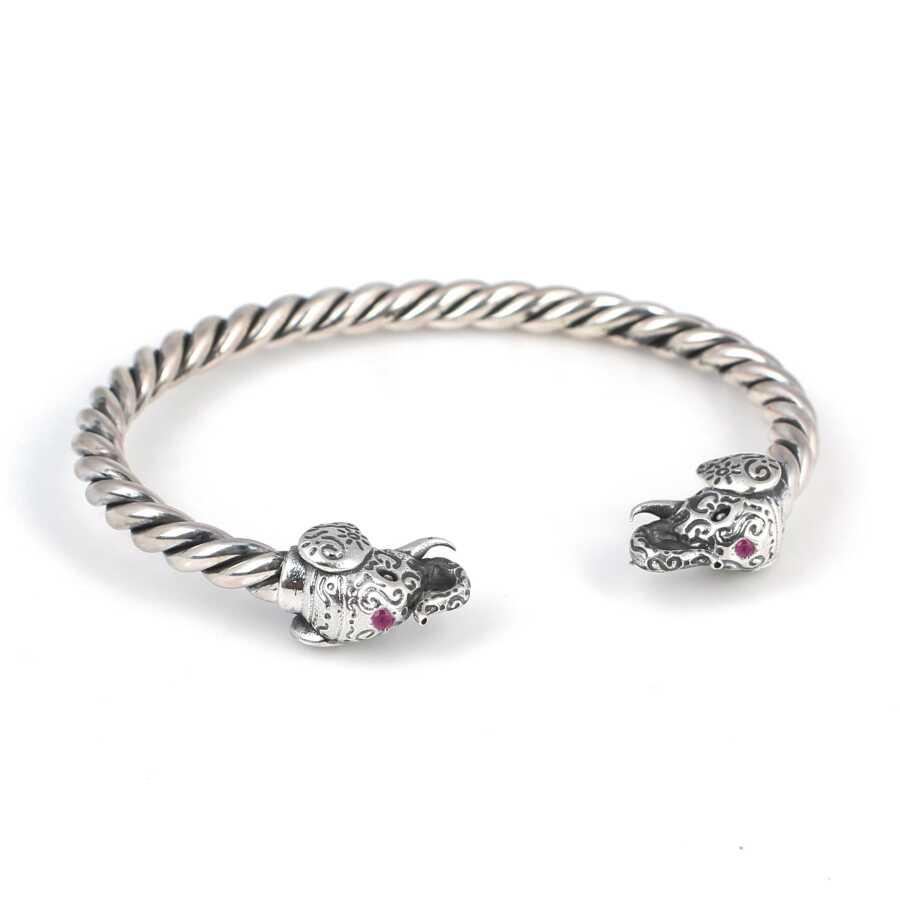 Professional 925 Sterling Silver Elephant Head Twisted Men's Bracelet