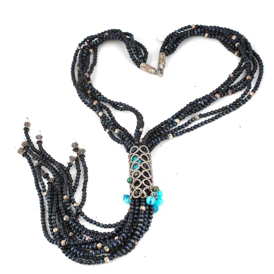 Professional Sterling Silver Cat Eye Stone Long Necklace