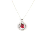 Premium 925 Sterling Silver Double Row Red Stone Necklace
