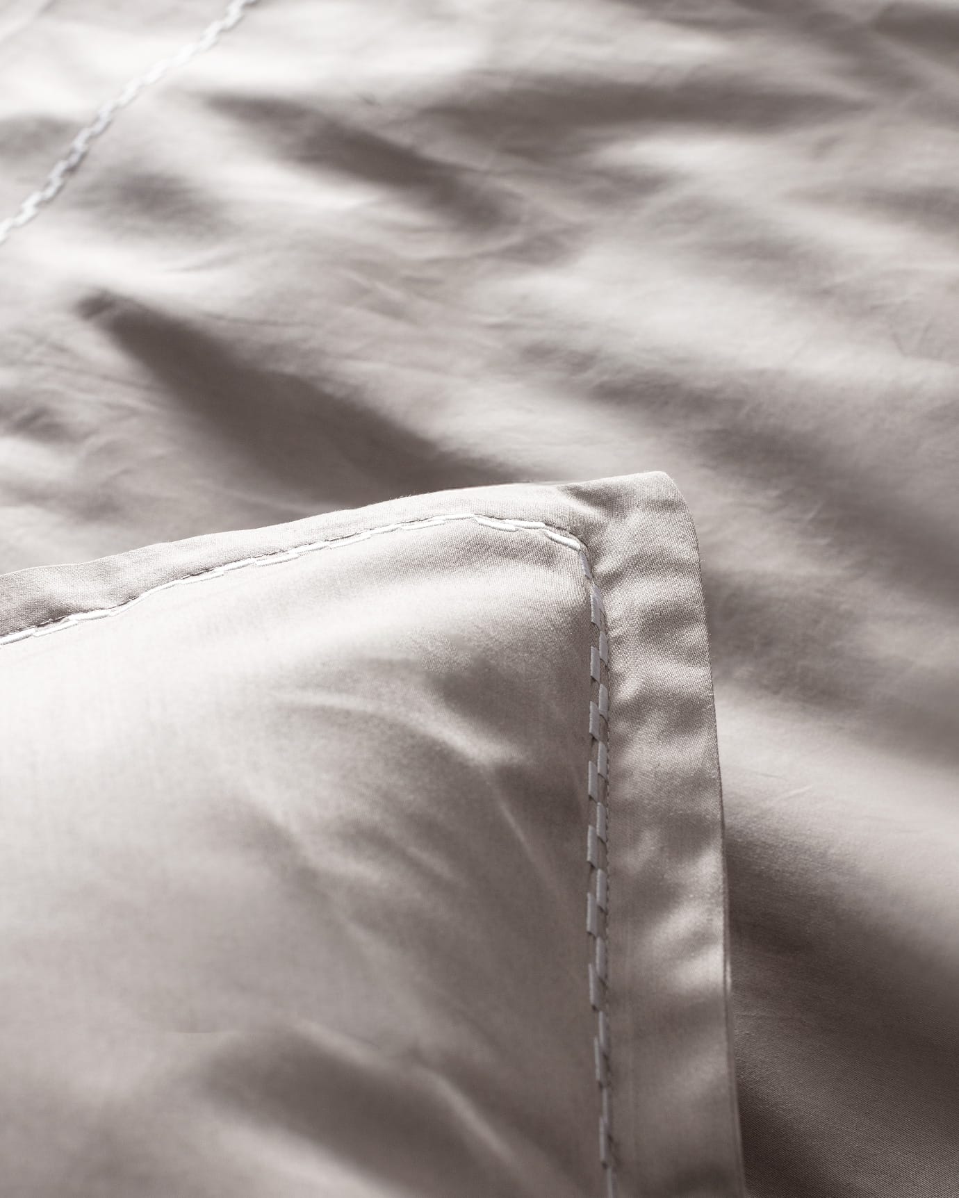 Laila Embroidered 100% Cotton Sateen Double Duvet Cover Set, Mink