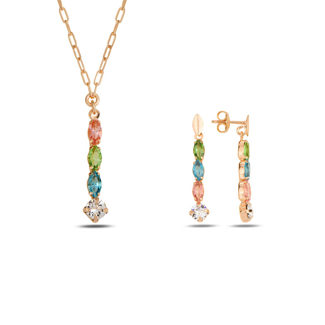 925 Sterling Silver Marquise Swarovski Crystal Jewelry Set