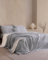 8 Piece Luxury Bridal Bedding Set - Anthracite Ecru Duvet Cover & Sheet Set