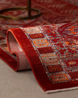 Red Distressed Medallion Area Rug - 6'7" x 9'10" Polyester