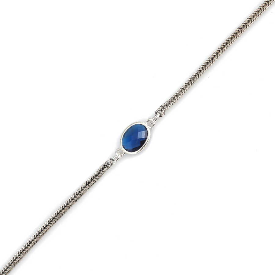 Sterling Silver Sapphire Zircon Fox Tail Chain Bracelet - Sophisticated Style