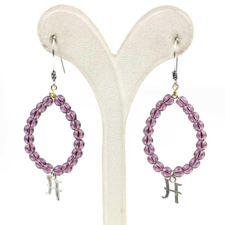 Premium 925 Sterling Silver Amethyst Letter Earring