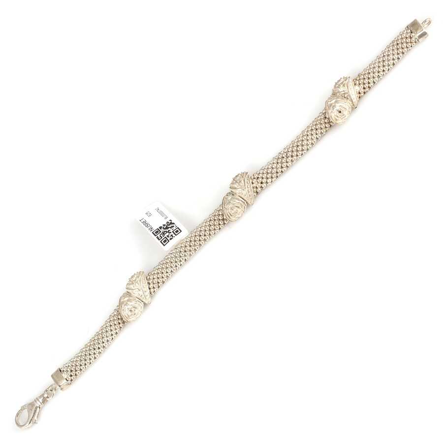 925 Sterling Silver Jessica Chain Rose Bracelet - Elegant Floral Design